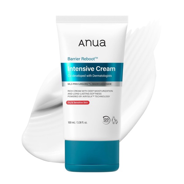 ANUA Barrier Reboot Intensive Cream, Rich Hydrating Face Moisturizer with Madecassoside and Panthenol, 100ml. Насыщенный Увлажняющий Крем Для Лица С Мадекассосидом И Пантенолом;
