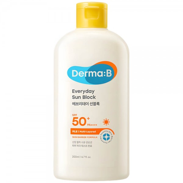 Derma:B Everyday Sun Block SPF50+ PA++++, 200ml. Ламеллярный солнцезащитный лосьон для лица и тела