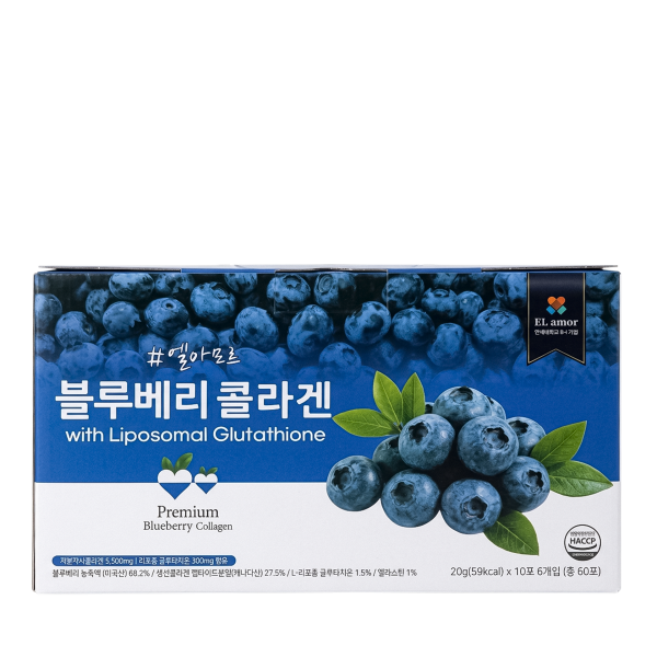 El Amor Premium Blueberry Collagen With Liposomal Glutathione Коллагеновое желе 20г.(59ккал)*10пак(6уп)/всего 60пакетиков.