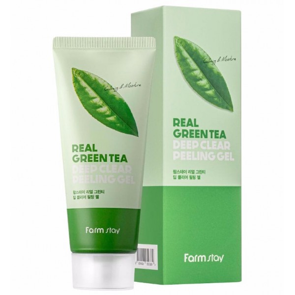 FarmStay Real Green Tea Deep Clear Peeling Gel, 100ml. Пилинг-гель для лица с экстрактом зеленого чая FarmStay Real Green Tea Deep Clear Peeling Gel, 100ml. Пилинг-гель для лица с экстрактом зеленого чая