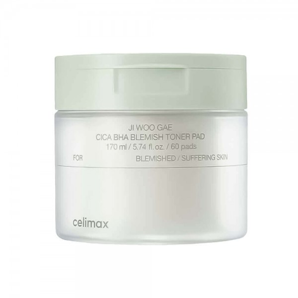 Пилинг-пэды от воспалений Celimax Ji Woo Gae Cica BHA Blemish Toner Pad 60 шт