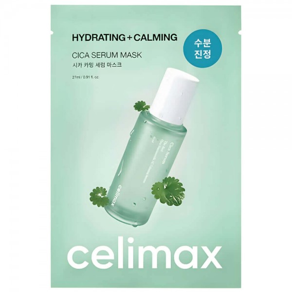 Celimax Hydrating+Calming Cica Serum Mask, 27ml.*10ea. Успокаивающая маска с экстрактом центеллы уменьшает раздражение
