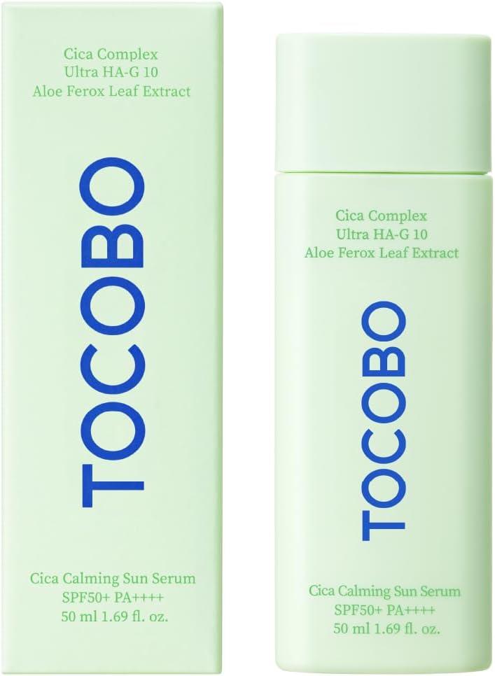 TOCOBO Cica Calming Sun Serum SPF50 PA++++ 50 ml — успокаивающая солнцезащитная сыворотка с центеллой.