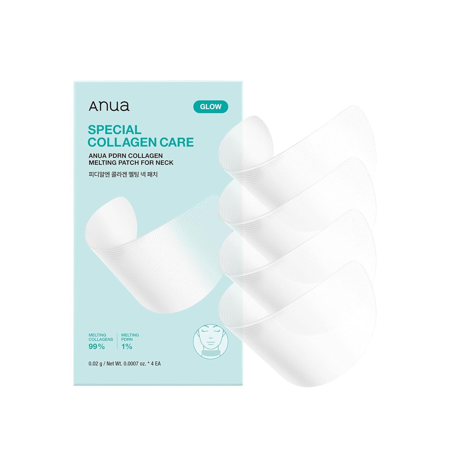 Anua PDRN Collagen Melting Patch for Neck, Lifting and Firming , 0.02g x 4EA, Patch Only Растворимый коллагеновый патч Anua с PDRN для шеи