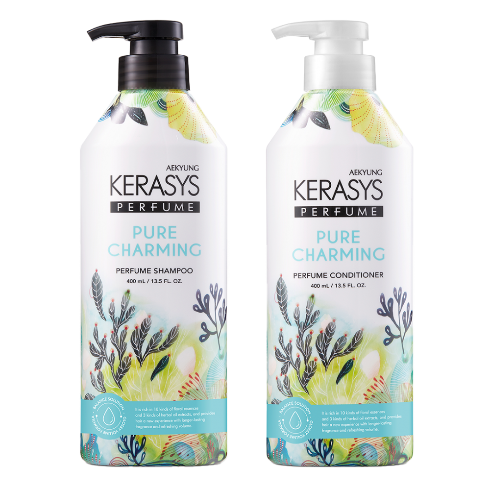 KERASYS PERFUME SHAMPOO PURE CHARMING, AEKYUNG, 400ML./400ML. ШАРМ С ОЧАРОВАТЕЛЬНО СВЕЖИМ АРОМАТОМ Шампунь и Кондиционер
