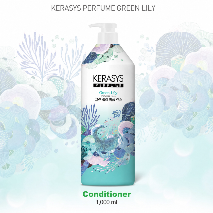 Kerasys Perfume Green Lily Perfumed Conditioner, 1000ml. Парфюмированный кондиционер для волос Зеленая лилия