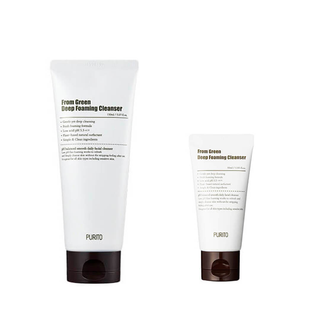 Purito From Green Deep Foaming Cleanser, 100мл, Слабокислотная пенка с центеллой и зеленым чаем 