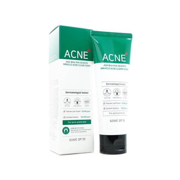 Some By Mi – AHA-BHA-PHA 30 Days Miracle Acne Clear Foam, 150ml. Очищающая пенка для проблемной кожи 