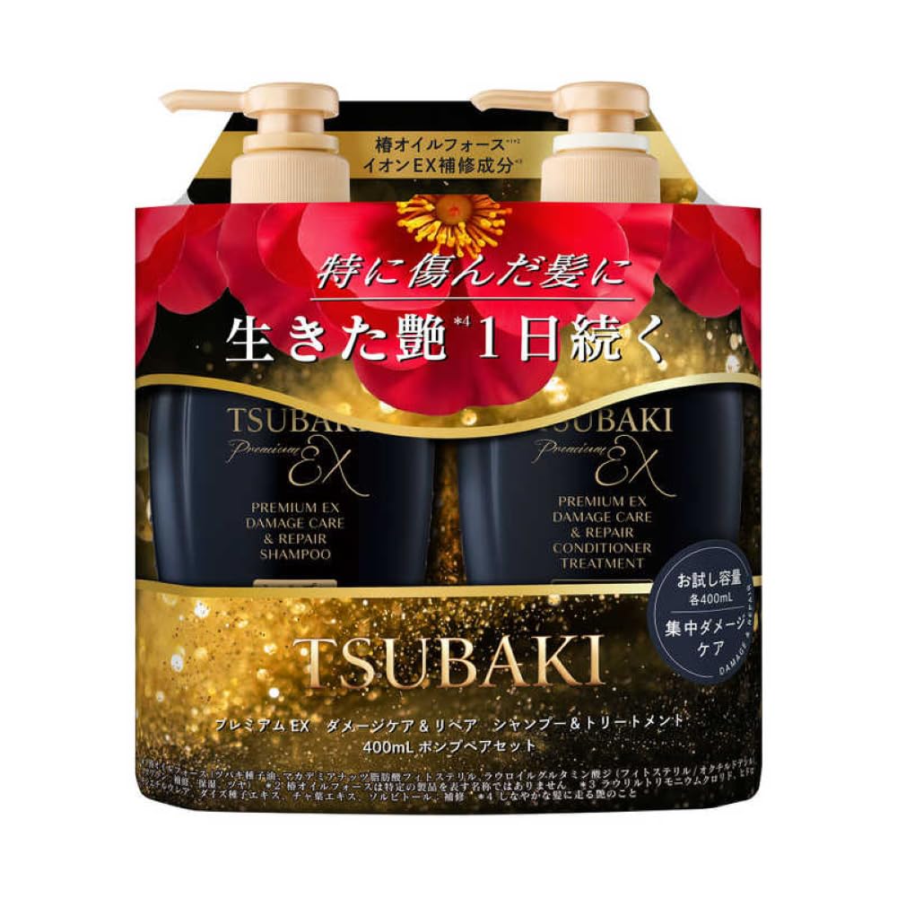 Tsubaki PremiumEX Damage Care Repair, Set, 400 ml. + 400 ml. Набор (шампунь+тритмент) для поврежденных волос