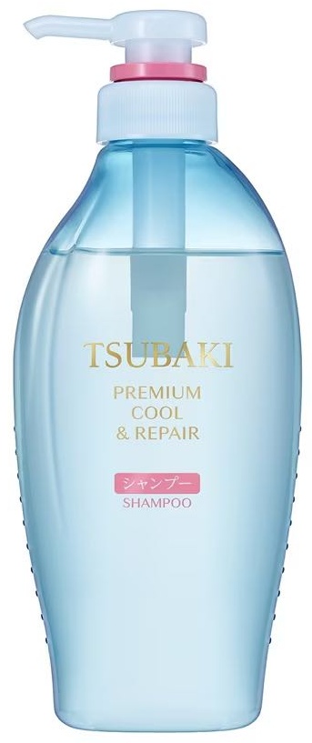 TSUBAKI Premium Cool Hair Shampoo 450ml. Шампунь премиум голубой для волос с освежающим эффектом мяты