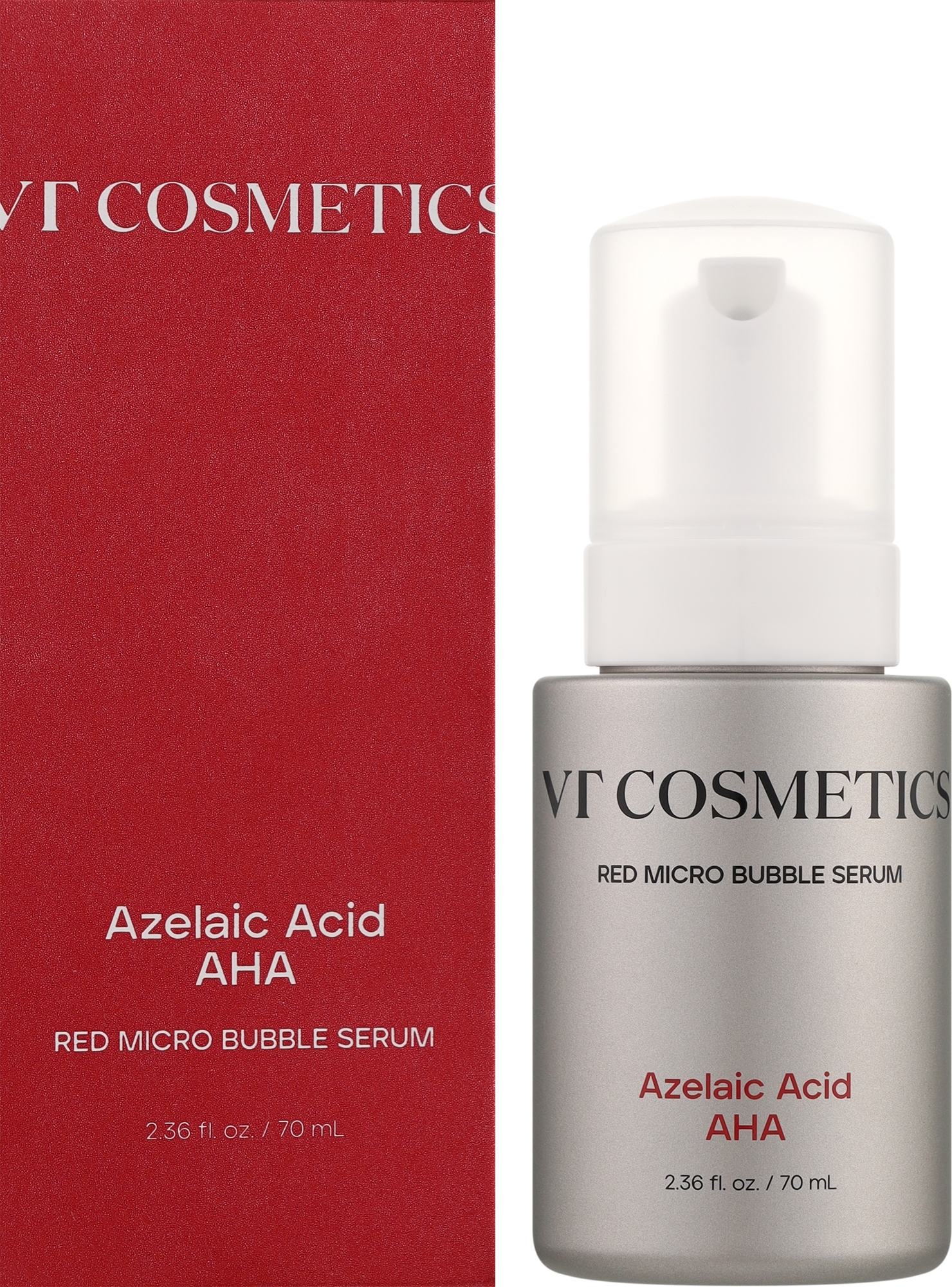 VT Cosmetics Red Micro Bubble Serum Azelaic Acid AHA, 70ml.  Микропузырьковая сыворотка для лица с азелаиновой кислотой и AHA-кислотами 