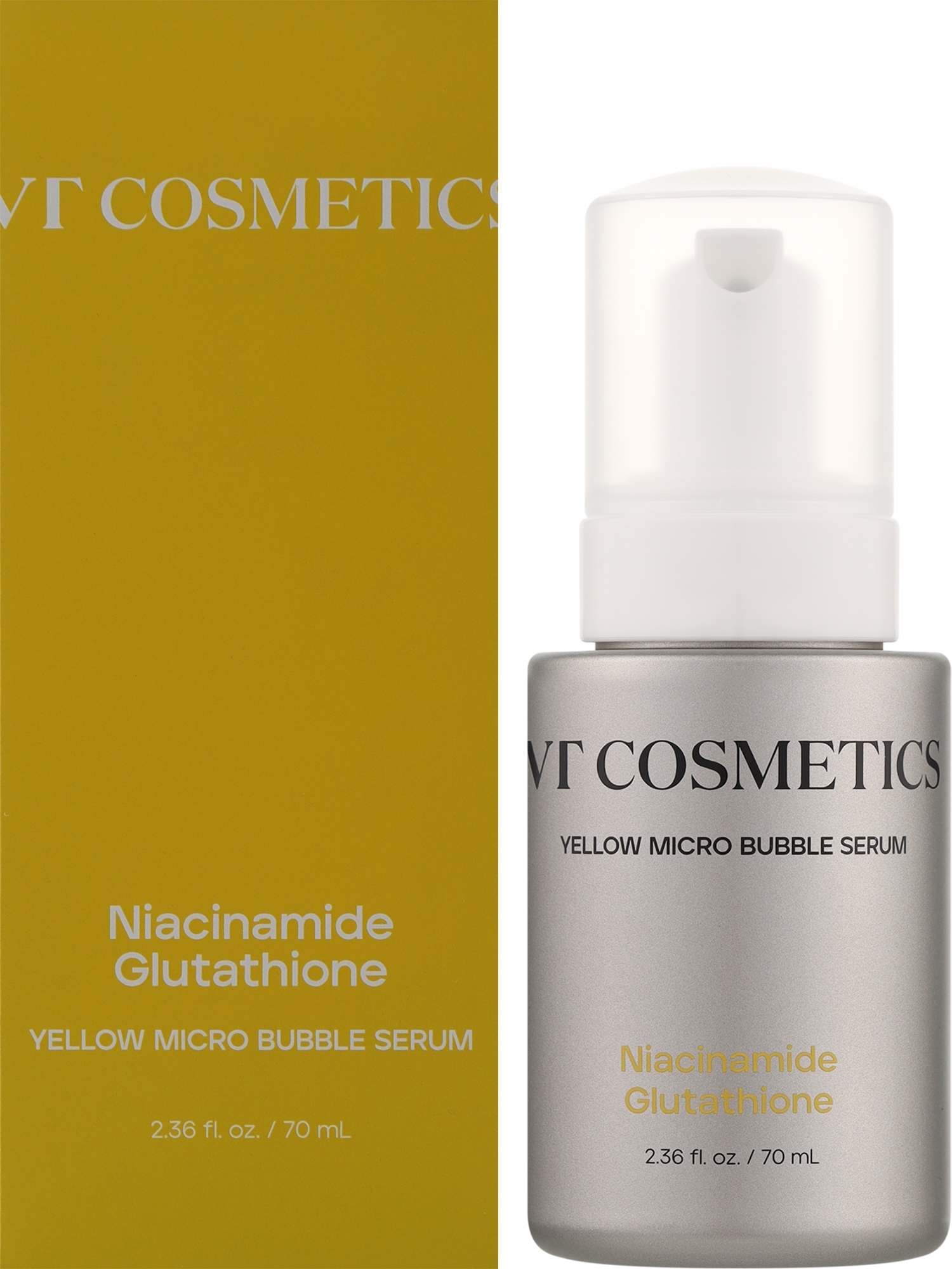 VT Cosmetics Niacinamide Glutathione Yellow Micro Bubble Serum, 70ml. Сыворотка с микропузырьками для выравнивания тона кожи
