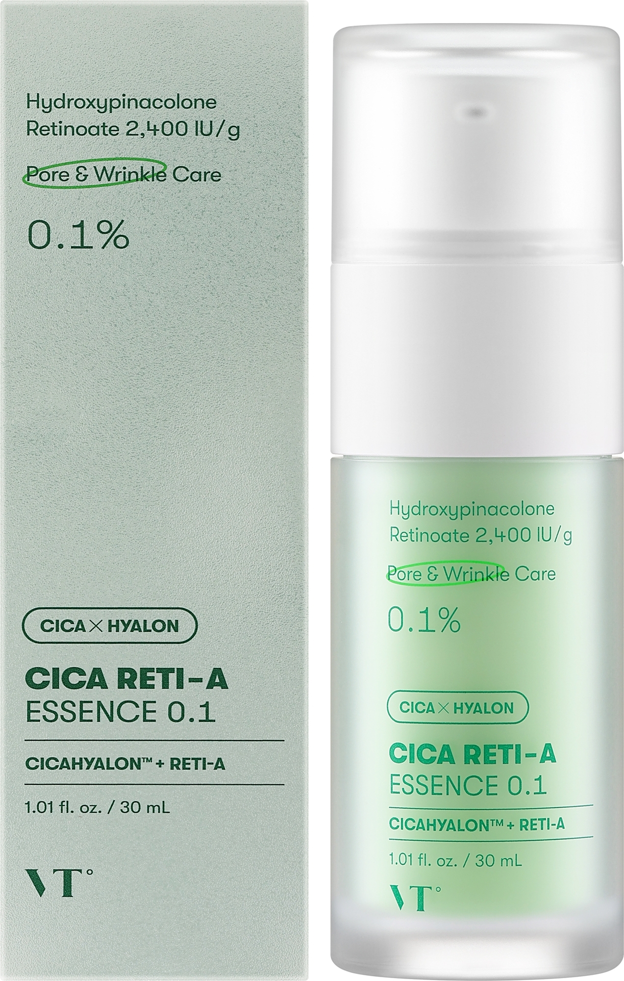 VT Cosmetics Cica Reti-A Essence 0.1, 30ml. Лёгкая бустер-эссенция с ретинолом и центеллой 