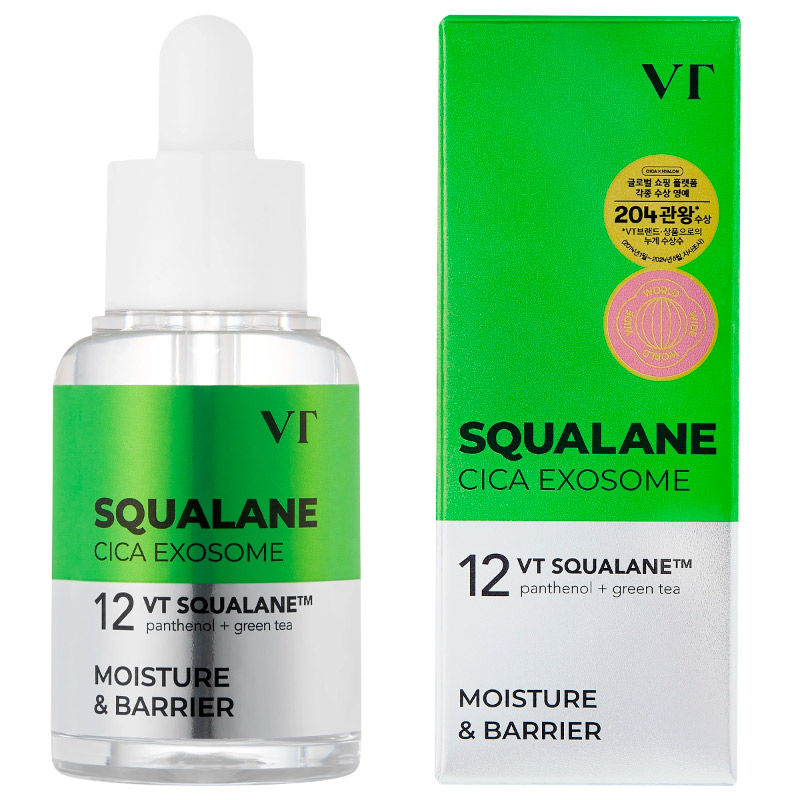 VT Cosmetics Squalane Cica Exosome S4​​Moisture Ampoule, 30ml. Сыворотка со скваланом интенсивное увлажнение и комфорт для сухой