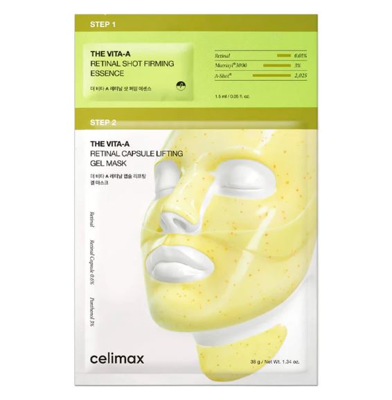 Celimax THE VITA-A RETINAL LIFTING GEL MASK + RETINAL SHOT FIRMING (38 g) 4ea. Двухэтапная лечебная маска, ретинальный и лифтинговый уход. 4 шт.