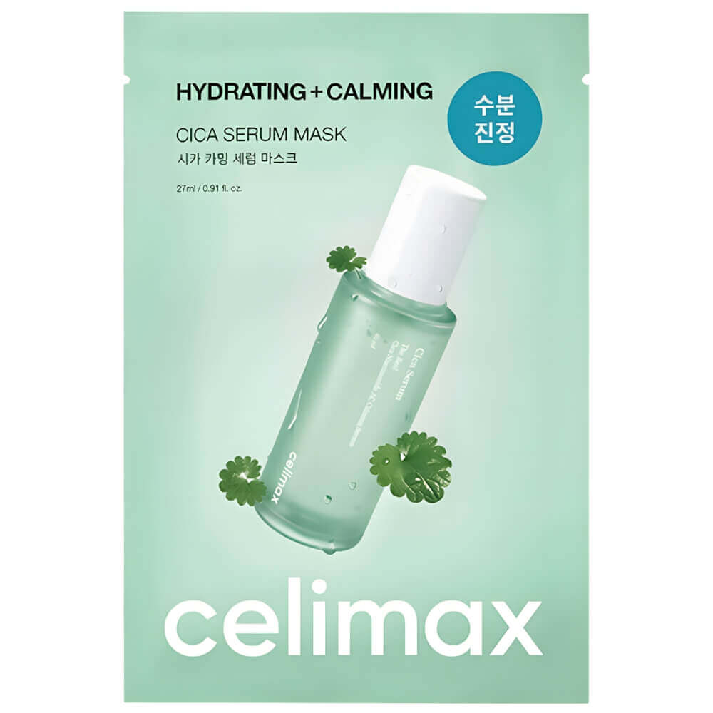 Celimax Hydrating+Calming Cica Serum Mask, 27ml.*10ea. Успокаивающая маска с экстрактом центеллы уменьшает раздражение