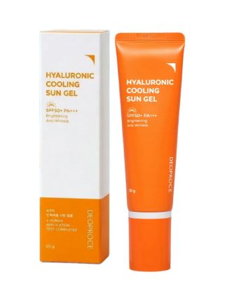 Deoproce Hyaluronic Cooling Sun Gel SPF 50+ PA+++, 50g. Cолнцезащитный гель освежающий легкий с гиалуроновой кислотой