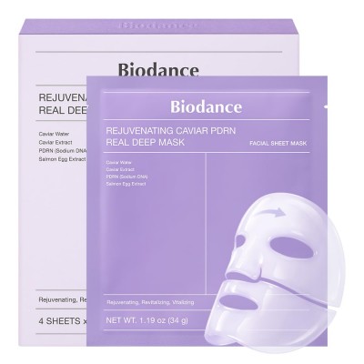 BIODANCE Rejuvenating Caviar PDRN Real Deep Mask, 34g. x 4ea. Омолаживающая ночная гидрогелевая маска для лица с экстрактом икры и PDRN