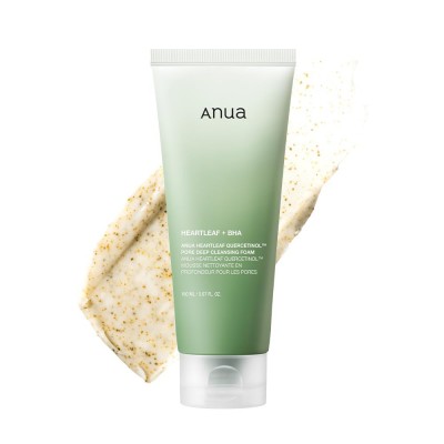 Anua Heartleaf+BHA Quercetinol Pore Deep Cleansing Foam, 150ml. Глубоко  очищающая мягкая пенка с BHA-кислотами