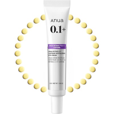 Anua Retinol 0.1 Caffeine Revitalizing Eye Cream, 30ml. Оживляющий крем для кожи вокруг глаз с ретинолом (0,1%) и кофеином