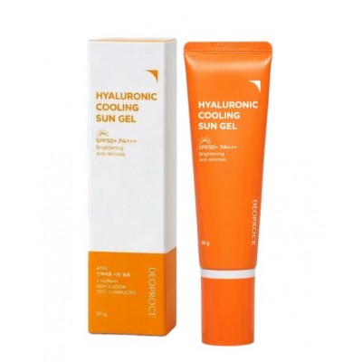 Deoproce Cолнцезащитный гель Hyaluronic Cooling SPF 50+ PA+++, 50g. Гель солнцезащитный освежающий легкий с гиалуроновой кислотой