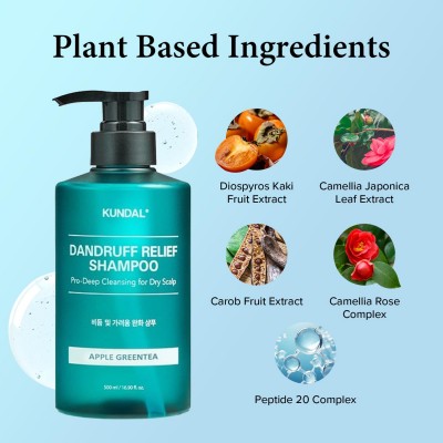 KUNDAL HONEY & MACADAMIA Dandruff relief Shampoo Pro Deep Cleansing for Dry Scalp Apple Green Tea