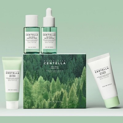 Skin1004 Madagascar Tea-Trica Travel Kit. Дорожный набор миниатюр для комплексного ухода за проблемной и чувствительной кожей, склонной к акне и воспалениям.
