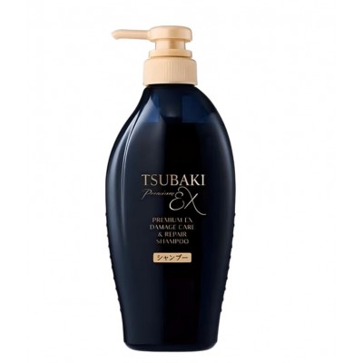 Tsubaki Premium EX Black Camellia, 450ml. Шампунь для волос интенсивного восстановления с черными ионами и эффектом салонной гладкости