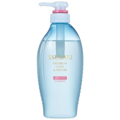 TSUBAKI Premium Cool Hair Shampoo 450ml. Шампунь премиум голубой для волос с освежающим эффектом мяты