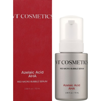 VT Cosmetics Red Micro Bubble Serum Azelaic Acid AHA, 70ml.  Микропузырьковая сыворотка для лица с азелаиновой кислотой и AHA-кислотами 