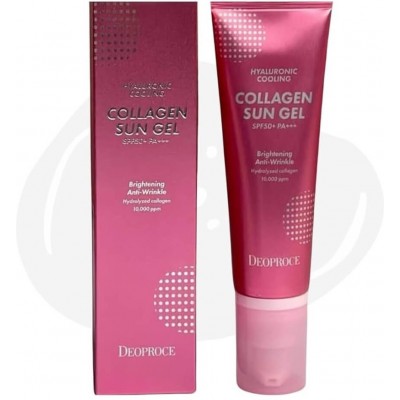 Deoproce Hyaluronic Cooling Collagen Sun Gel SPF50+PA+++, 40ml. Солнцезащитный Крем Для Лица С Коллагеном
