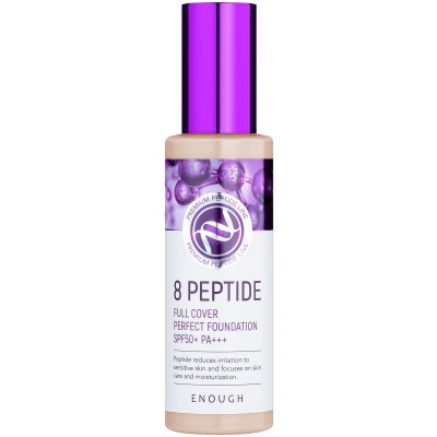 Enough 8 Peptide Full Cover Perfect Foundation SPF50+ PA+++, 100g. Тональный крем с пептидами