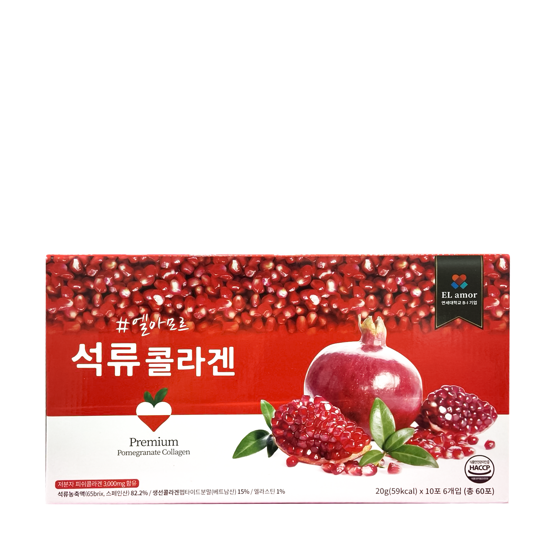 El amor Premium Pomegranate Collagen, 20g(27.52kcal)*10ea*6pac. Коллагеновое желе-стики со вкусом граната