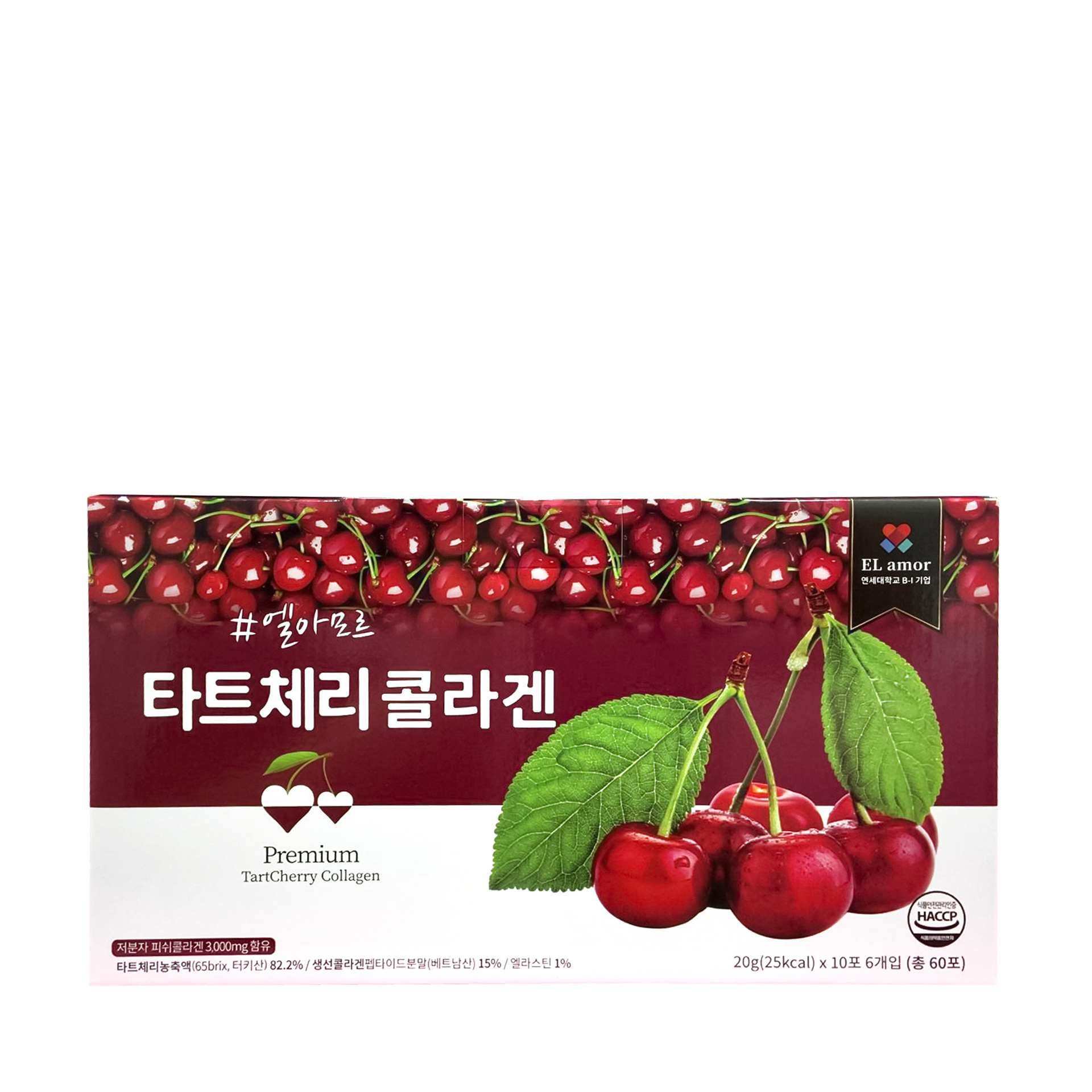 El amor Premium Tart Cherry Collagen, 20g(27.52kcal)*10ea*6pac. Коллагеновое желе-стики со вкусом черешни