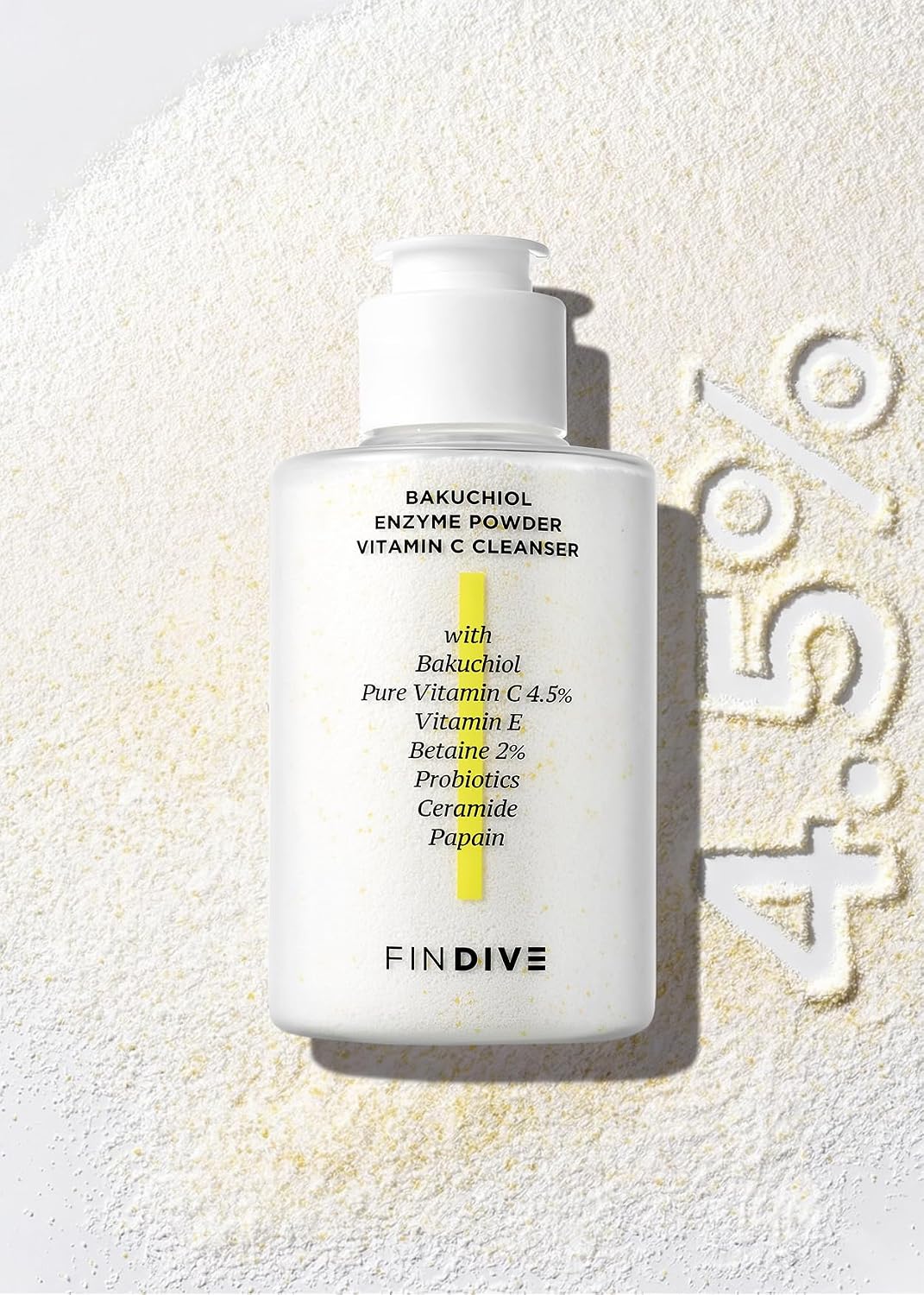 FINDIVE Bakuchiol Enzyme Powder Vitamin C Cleanser, 40g. Энзимная пудра для умывания с бакучиолом и витамином С